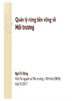 Bài giảng QUẢN LÝ RỪNG BỀN VỮNG: Chương 3: QLRBV về Môi trường