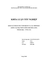    KHẢO SÁT PHẨM CHẤT TINH DỊCH CỦA CÁC NHÓM ĐỰC GIỐNG TẠI TRẠI NHÂN GIỐNG HEO HÒA LONG   TỈNH BÀ RỊA – VŨNG TÀU     