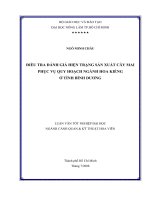 ĐIỀU TRA ĐÁNH GIÁ HIỆN TRẠNG SẢN XUẤT CÂY MAI PHỤC VỤ QUY HOẠCH NGÀNH HOA KIỂNG  Ở TỈNH BÌNH DƯƠNG 