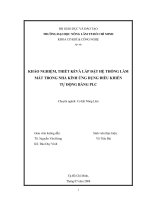 KHẢO NGHIỆM, THIẾT KẾVÀ LẮP ĐẶT HỆ THỐNG LÀM MÁT TRONG NHÀ KÍNH ỨNG DỤNG ĐIỀU KHIỂN   TỰ ĐỘNG BẰNG PLC 