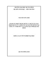 Đánh giá hiện trạng rừng và đề xuất giải pháp quản lý và bảo vệ tài nguyên rừng tại công ty TNHH một thành viên LCN long đại quảng bình 