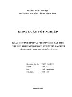   KHẢO SÁT TÌNH HÌNH VẤY NHIỄM VI SINH VẬT TRÊN THỊT HEO TƯƠI TẠI MỘT SỐ CƠ SỞ GIẾT MỔ VÀ CHỢ SỈ  TRÊN ĐỊA BÀN THÀNH PHỐ HỒ CHÍ MINH   