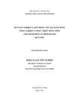 KẾ TOÁN NGHIỆP VỤ HUY ĐỘNG VỐN TẠI NGÂN HÀNG NÔNG NGHIỆP VÀ PHÁT TRIỂN NÔNG THÔN   CHI NHÁNH BẾN CÁT BÌNH DƯƠNG QUÝ I2011 