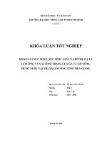 KHẢO SÁT SỨC SỐNG, SỨC SINH  SẢN CỦA BỐ MẸ GÀ TA GÒ CÔNG VÀ VÀI TÍNH TRẠNG CỦA GÀ TA GÒ CÔNG ĐƯỢC NUÔI  TẠI THỊ XÃ GÒ CÔNG TỈNH TIỀN GIANG     