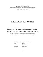 KHẢO SÁT KHẢ NĂNG SINH SẢN CỦA MỘT SỐ GIỐNG HEO NÁI THUẦN TẠI CÔNG TY CHĂN  NUÔI HEO SANMIGUEL PURE FOODS   