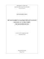 KẾ TOÁN NGHIỆP VỤ GIAO DỊCH TIỀN GỬI TẠI NGÂN HÀNG ĐẦU TƯ VÀ PHÁT TRIỂN   CHI NHÁNH BÌNH DƯƠNG    