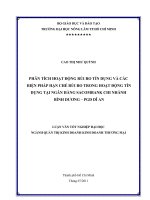   PHÂN TÍCH HOẠT ĐỘNG RỦI RO TÍN DỤNG VÀ CÁC  BIỆN PHÁP HẠN CHẾ RỦI RO TRONG HOẠT ĐỘNG TÍN  DỤNG TẠI NGÂN HÀNG SACOMBANK CHI NHÁNH  BÌNH DƯƠNG – PGD DĨ AN    