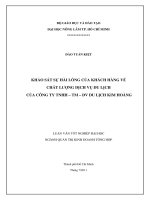   KHẢO SÁT SỰ HÀI LÒNG CỦA KHÁCH HÀNG VỀ  CHẤT LƯỢNG DỊCH VỤ DU LỊCH   CỦA CÔNG TY TNHH – TM – DV DU LỊCH KIM HOÀNG    