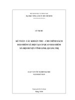 KẾ TOÁN  CÁC KHOẢN THU – CHI CHÍNH SÁCH BẢO HIỂM XÃ HỘI TẠI CƠ QUAN BẢO HIỂM  XÃ HỘI HUYỆN VĨNH LINH, QUẢNG TRỊ 