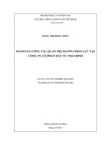 ĐÁNH GIÁ CÔNG TÁC QUẢN TRỊ NGUỒN NHÂN LỰC TẠI CÔNG TY CỔ PHẦN ĐẦU TƯ THÁI BÌNH   