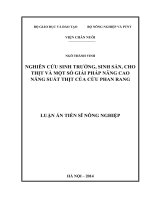 Nghiên cứu sinh trưởng, sinh sản, cho thịt và một số giải pháp nâng cao năng suất thịt của cừu phan rang ( Luận án tiến sĩ)