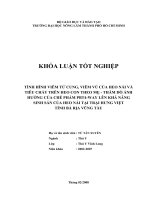 TÌNH HÌNH VIÊM TỬ CUNG, VIÊM VÚ CỦA HEO NÁI VÀ TIÊU CHẢY TRÊN HEO CON THEO MẸ  THĂM DÒ ẢNH  HƯỞNG CỦA CHẾ PHẨM PBT4WAY LÊN KHẢ NĂNG  SINH SẢN CỦA HEO NÁI TẠI TRẠI HƯNG VIỆT   TỈNH BÀ RỊA VŨNG TÀU 