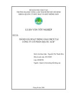 “ĐÁNH GIÁ HOẠT ĐỘNG GIAO DỊCH TẠI  CÔNG TY CỔ PHẦN ĐỊA ỐC ACB” 