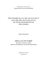 PHÂN TÍCH HIỆU QUẢ CỦA VIỆC SẢN XUẤT CHÈ AN TOÀN THEO TIÊU CHUẨN VIETGAP Ở XÃ   LỘC THANH, THÀNH PHỐ BẢO LỘC TỈNH LÂM ĐỒNG    