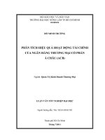 PHÂN TÍCH HIỆU QUẢ HOẠT ĐỘNG TÀI CHÍNHCỦA NGÂN HÀNG THƯƠNG MẠI CỔ PHẦN   Á CHÂU (ACB)  