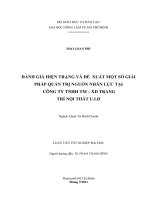 ĐÁNH GIÁ HIỆN TRẠNG VÀ ĐỀ  XUẤT MỘT SỐ GIẢI PHÁP QUẢN TRỊ NGUỒN NHÂN LỰC TẠI   CÔNG TY TNHH TM – XD TRANG  TRÍ NỘI THẤT U.I.D   