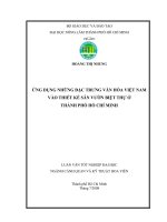   ỨNG DỤNG NHỮNG ĐẶC TRƯNG VĂN HÓA VIỆT NAM VÀO THIẾT KẾ SÂN VƯỜN BIỆT THỰ Ở   THÀNH PHỐ HỒ CHÍ MINH   