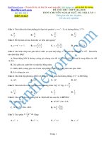Đề thi thử THPT 2018 môn Toán Trường THPT chuyên đại học ngoại ngữ Hà Nội Lần 1 File word Có đáp án Có lời giải chi tiết