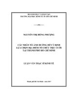 Các nhân tố ảnh hưởng đến ý định lựa chọn địa điểm tổ chức tiệc cưới tại TP HCM 