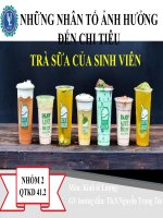 NHÓM 2  NHỮNG NHÂN tố ẢNH HƯỞNG CHI TIÊU TRÀ sữa của SINH VIÊN