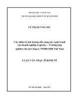Các nhân tố ảnh hưởng đến năng lực cạnh tranh của doanh nghiệp logistics trường hợp nghiên cứu tại công ty TNHH SDB việt nam 