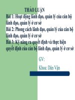 thảo luận bai 1,2,3 môn Kỹ năng lãnh đạo, quản lý