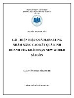 Cải thiện hiệu quả marketing nhằm nâng cao kết quả kinh doanh của khách sạn new world sài gòn 