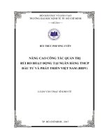 Nâng cao công tác quản trị rủi ro hoạt động tại ngân hàng TMCP đầu tư và phát triển việt nam (BIDV) 