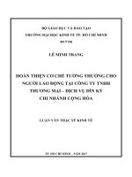 Hoàn thiện cơ chế tưởng thưởng cho người lao động tại công ty TNHH thương mại   dịch vụ dìn ký chi nhánh cộng hòa 