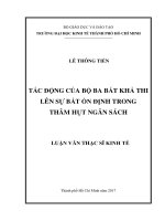Tác động của bộ ba bất khả thi lên sự bất ổn định trong thâm hụt ngân sách 