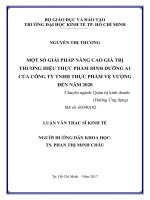 Một số giải pháp nâng cao giá trị thương hiệu thực phẩm dinh dưỡng a1 của công ty TNHH thực phẩm vệ vượng đến năm 2020 