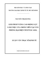 Giải pháp nâng cao động lực làm việc cho nhân viên văn phòng đại diện textyle asia 