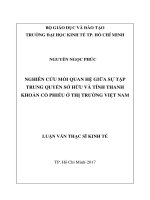 Nghiên cứu mối quan hệ giữa sự tập trung quyền sỡ hữu và tính thanh khoản cổ phiếu ở thị trường việt nam 