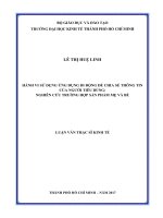 Hành vi sử dụng ứng dụng di động để chia sẻ thông tin của người tiêu dùng nghiên cứu trường hợp sản phẩm mẹ và bé 