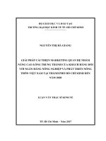 Giải pháp cải thiện marketing quan hệ nhằm nâng cao lòng trung thành của khách hàng đối với ngân hàng nông nghiệp và phát triển nông thôn việt nam tại thành phố hồ chí minh đến năm 2020 