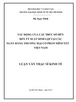 Tác động của cấu trúc sở hữu đến tỷ suất sinh lợi tại các ngân hàng thương mại cổ phần niêm yết việt nam 
