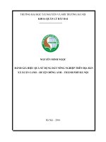 ĐÁNH GIÁ HIỆU QUẢ SỬ DỤNG ĐẤT NÔNG NGHIỆP TRÊN ĐỊA BÀN XÃ XUÂN CANH – HUYỆN ĐÔNG ANH – THÀNH PHỐ HÀ NỘI