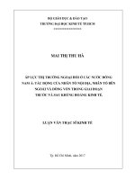 Áp lực thị trường ngoại hối ở các nước đông nam á tác động của nhân tố nội địa, nhân tố bên ngoài và dòng vốn trong giai đoạn trước và sau khủng hoảng kinh tế 