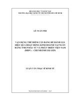 Vận dụng thẻ điểm cân bằng để đánh giá hiệu quả hoạt động kinh doanh tại ngân hàng TMCP đầu tư và phát triển việt nam (BIDV)   chi nhánh sài gòn 