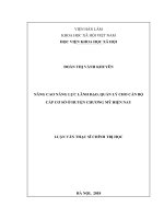 Nâng cao năng lực lãnh đạo, quản lý cho cán bộ cấp cơ sở ở huyện chương mỹ, thành phố hà nội hiện nay ( Luận văn thạc sĩ)