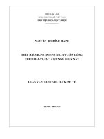 Điều kiện kinh doanh dịch vụ ăn uống theo pháp luật Việt Nam
