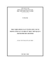 Thực hiện pháp luật về dân chủ cấp xã trong lĩnh vực xã hội từ thực tiễn quận 1 thành phố hồ chí minh 