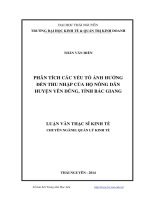 Phân tích các yếu tố ảnh hưởng đến thu nhập của hộ nông dân huyện yên dũng, tỉnh bắc giang ( Luận văn thạc sĩ)