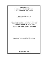 Thực hiện chính sách đào tạo nghề cho thanh niên tại huyện phú ninh, tỉnh quảng nam ( Luận văn thạc sĩ)