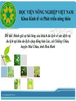 Đánh giá sự hài lòng của khách du lịch về các dịch vụ du lịch tại khu du lịch cộng đồng bản lác, xã chiềng châu, huyện mai châu, tỉnh hoà bình 