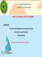 Phát triển nuôi trồng thủy sản nước ngọt trên địa bàn xã thụy phú, huyện phú xuyên, thành phố hà nội 