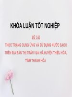 THỰC TRẠNG CUNG ỨNG và sử DỤNG nước SẠCH TRÊN địa bàn THỊ TRẤN vạn HÀ,HUYỆN THIỆU hóa, TỈNH THANH hóa 