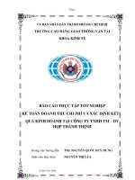 KẾ TOÁN DOANH THU CHI PHÍ và xác ĐỊNH kết QUẢ KINH DOANH tại CÔNG TY TNHH TM – DV hợp THÀNH THỊNH 