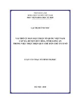 Vai trò của ủy ban mặt trận tổ quốc việt nam cấp xã, huyện đức hòa, tỉnh long an trong việc thực hiện quy chế dân chủ ở cơ sở ( Luận văn thạc sĩ)