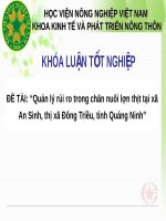 Quản lý rủi ro trong chăn nuôi lợn thịt tại xã an sinh, thị xã đông triều, tỉnh quảng ninh 